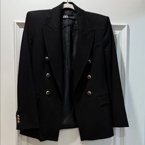 Zara Women's Double-Breasted Black Blazer
